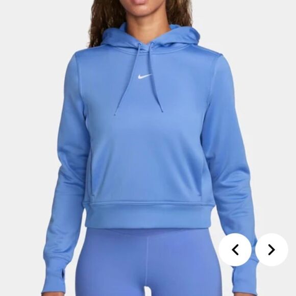 Nike Women's One Therma-FIT Pullover Hoodie Blue size medium center swoosh - Picture 1 of 16